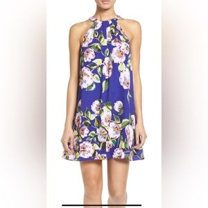 Floral halter top mini dress